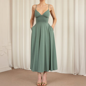 Chic High-End Women's Satin Slip Dress – Minimalist Sling Strap Design