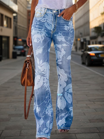 Women's Autumn Winter Printed Denim Jeans – Essential Warm Four Seasons Pants