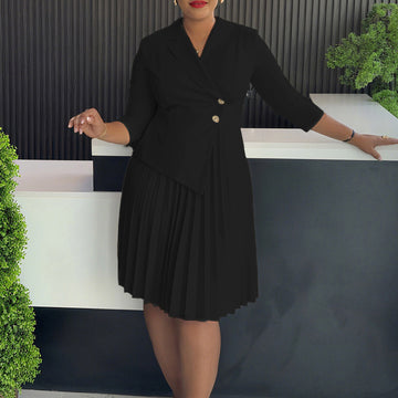 Elegant Plus Size Pleated Dress for Women – Flattering Fit & Timeless Style